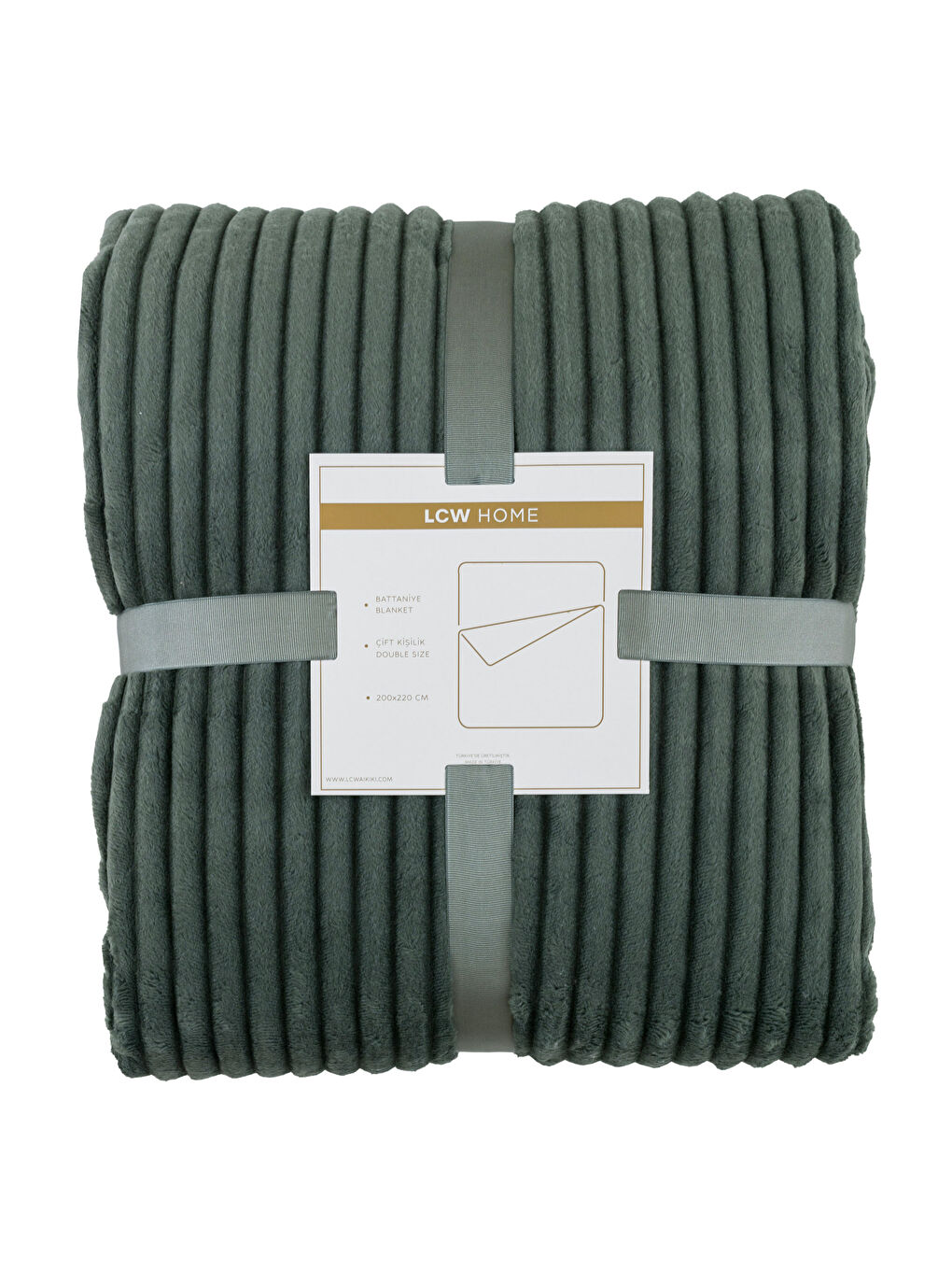 Haki Wellsoft Fitilli Çift Kişilik Battaniye 200x220 cm-4