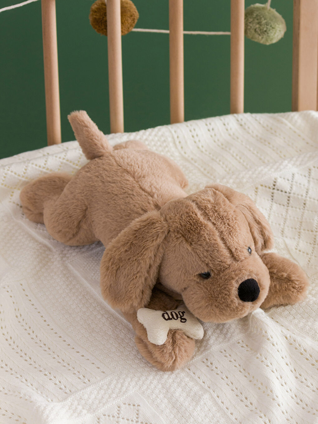 وسادة رمي للطفل على شكل كلب قطيفة مطرزة ومحشوة 40 سم-1