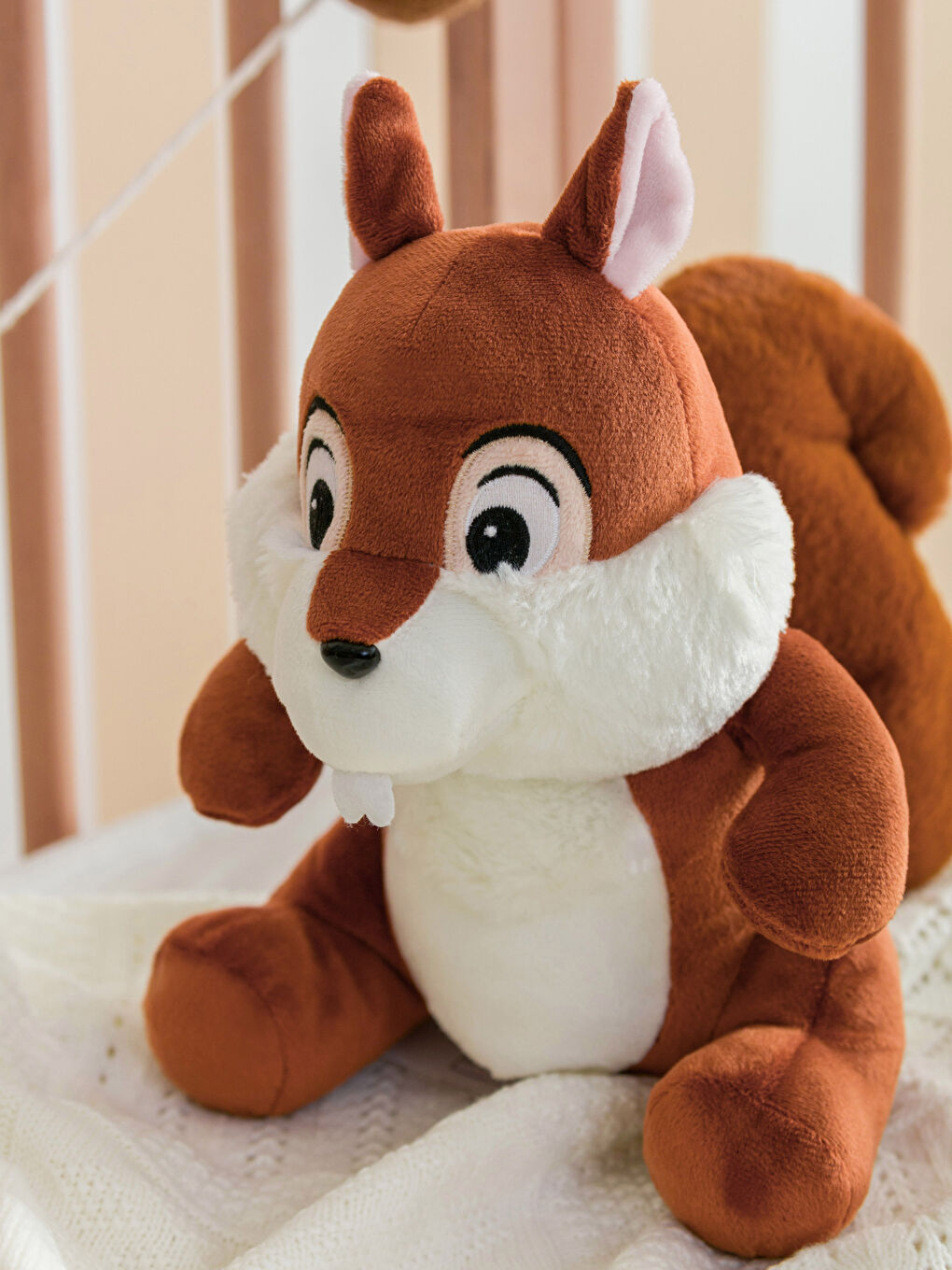 Үлпілдек толтырылған кестеленген тиін сәбиге арналған жастықша 28 см-2