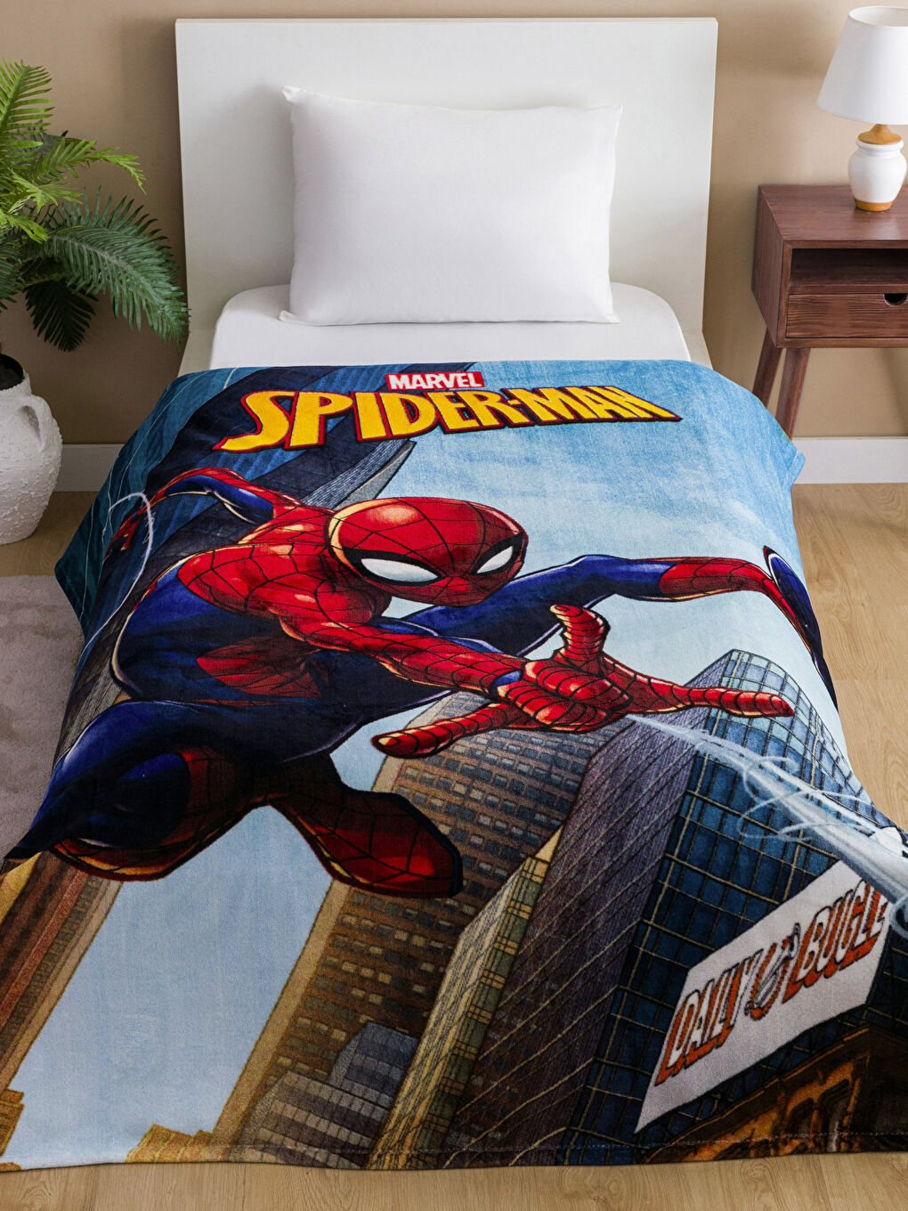 Karışık Spider-Man Baskılı Tek Kişilik Çocuk Battaniye 150x200 cm-1