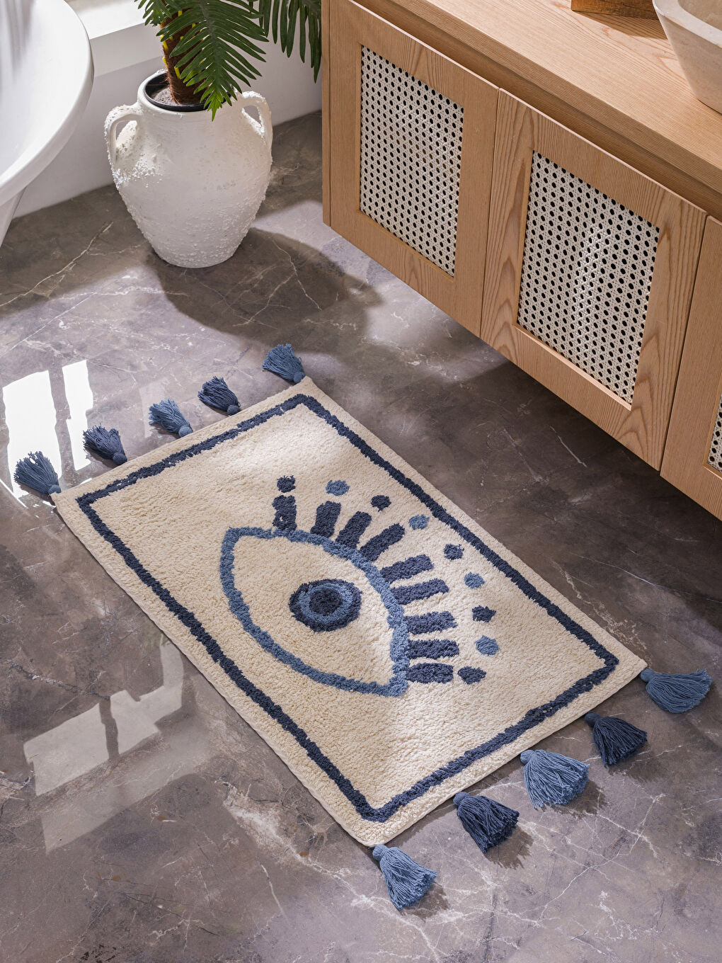 Karışık Püskül Detaylı Banyo PaspasI 50X70 cm