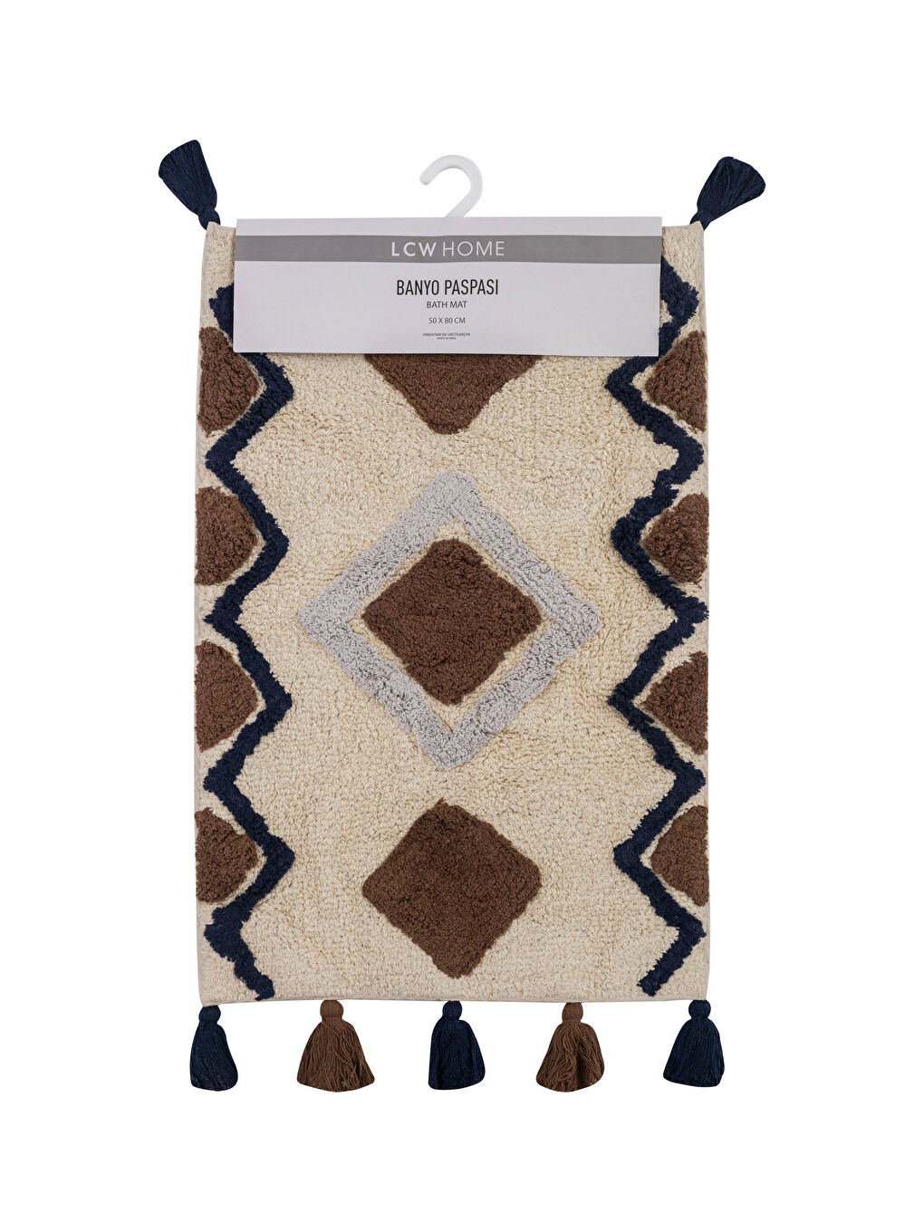 Tapis de bain avec détails à pompons 50x70 cm-4