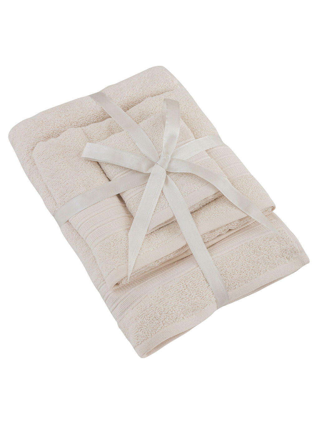 Bej Pamuklu Havlu Seti 3'lü-3
