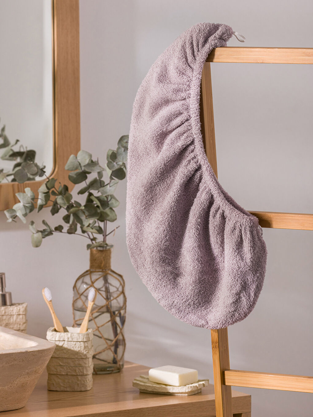 Pembe Pamuklu Kadın Saç Havlusu