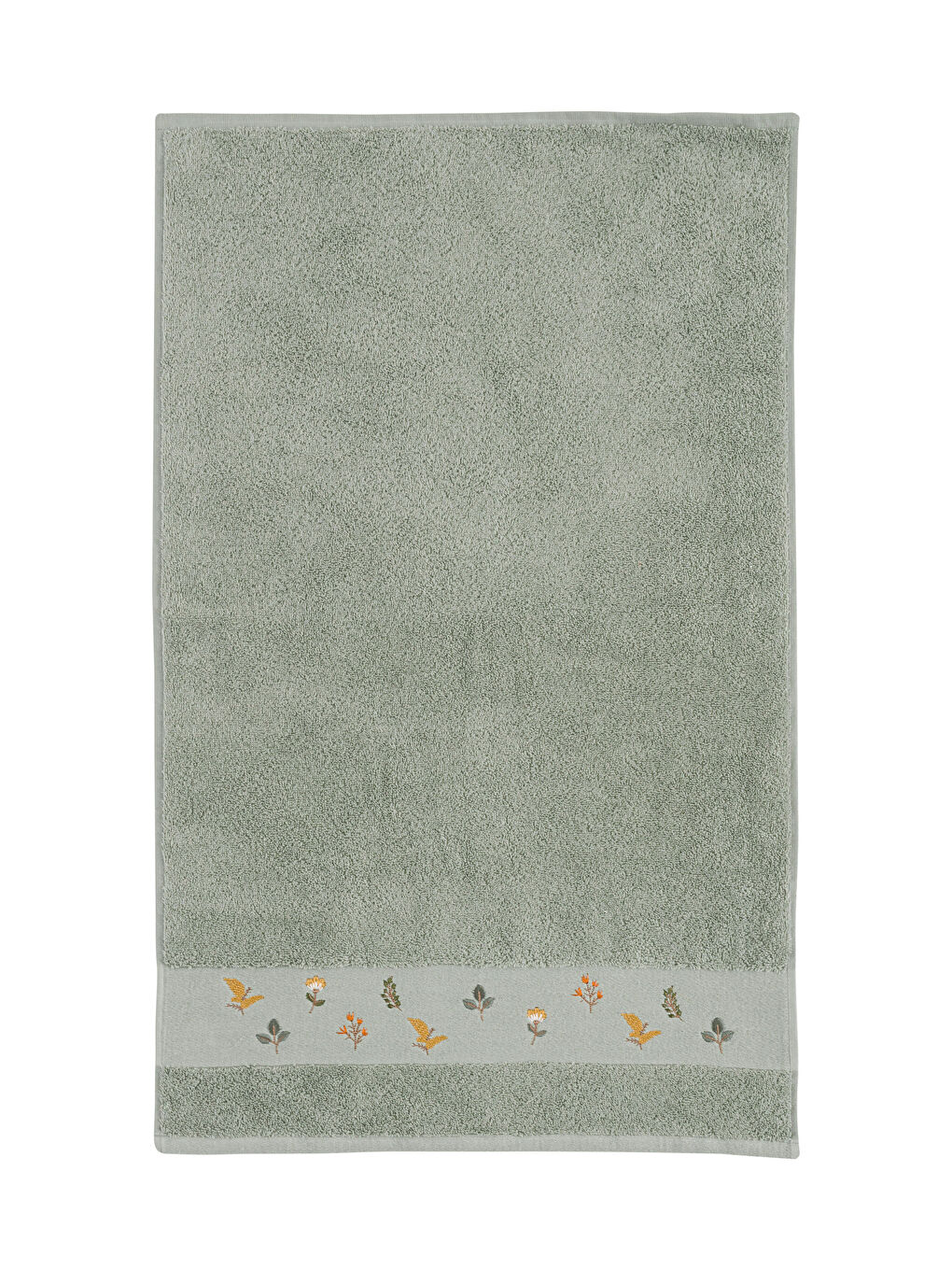 Yeşil Çiçek Nakışlı Pamuk Yüz Havlusu 50x80 cm-4