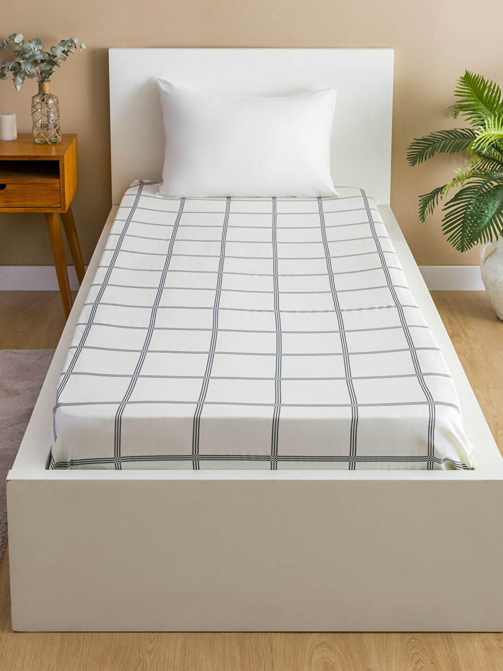 LCW HOME Patterned Cotton Single Bed Sheet 100x200x30 cm -W3DK84Z8-F9C