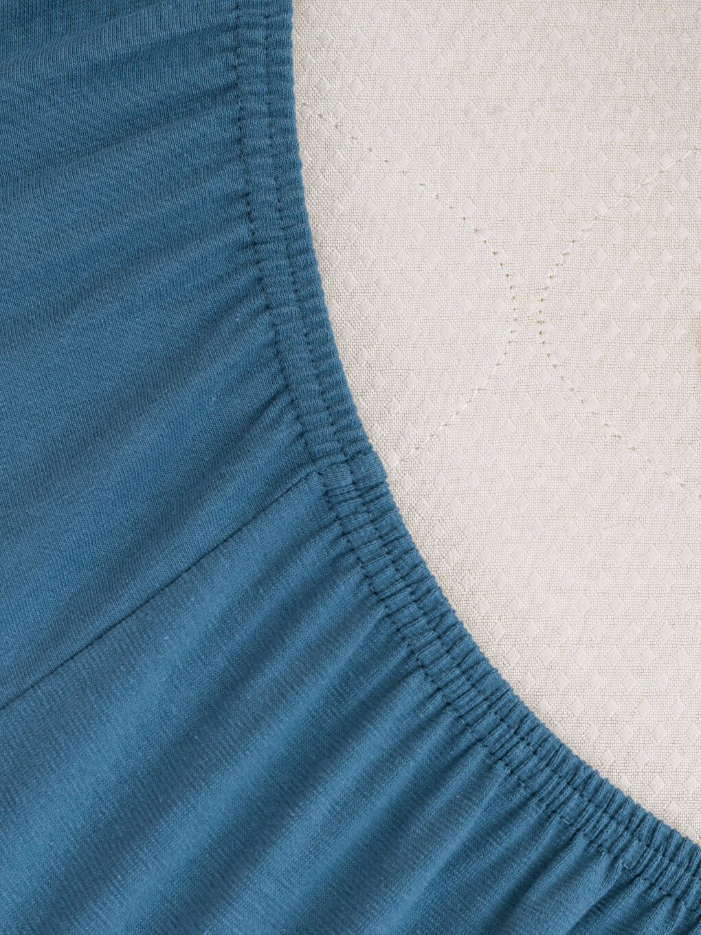 Mavi Düz Çift Kişilik Lastikli Çarşaf 160x200x30 cm-3