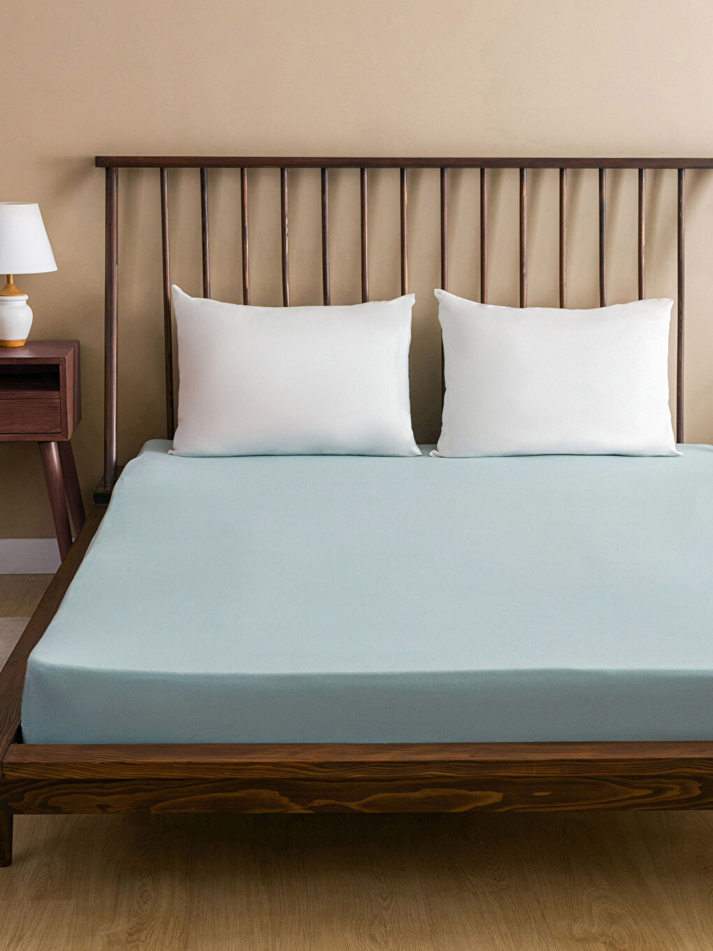 Yeşil Düz Çift Kişilik Lastikli Çarşaf 160x200x30 cm