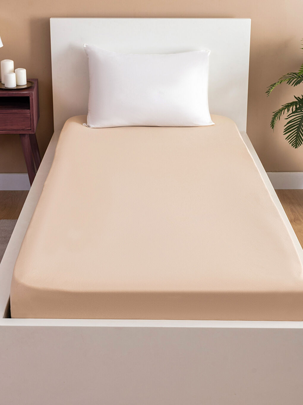 Plain Cotton Single Elastic Bed Sheet 100x200x30 Cm