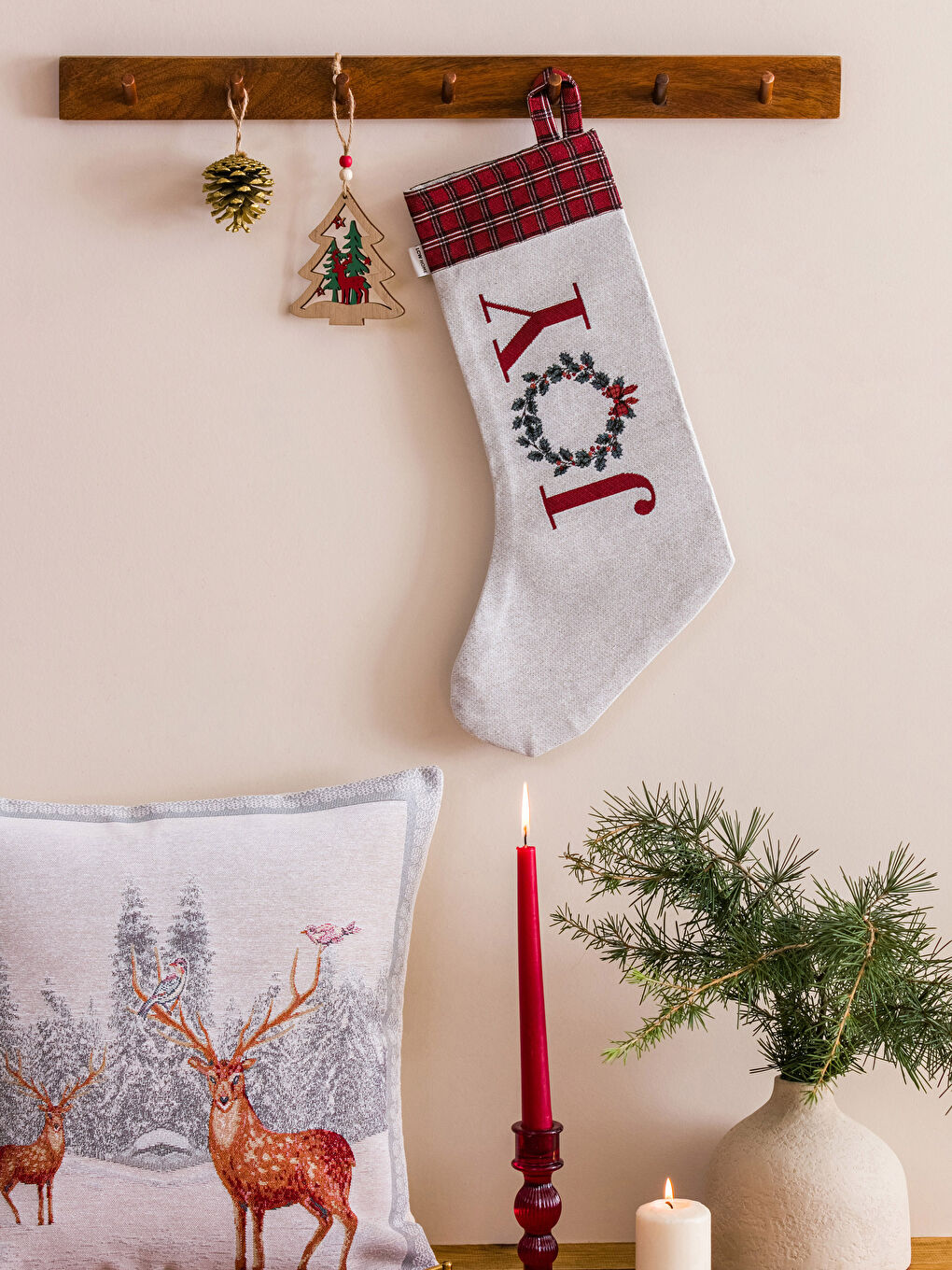 LCW HOME Christmas Themed Wall Decoration 25x48 cm -W3DN67Z8-F9C
