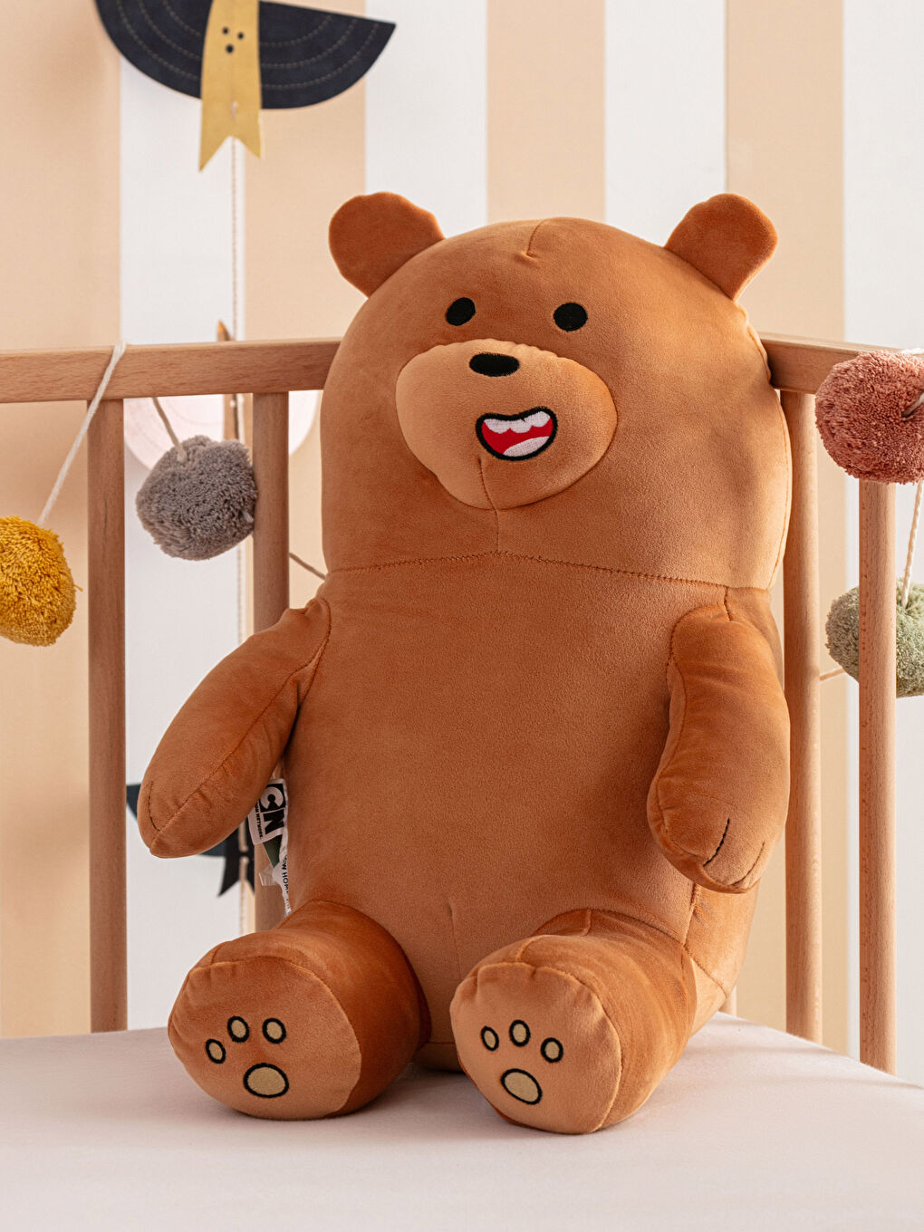 Kahverengi We Bare Bears Figürlü İç Dolgulu Bebek Kırlent 50 cm