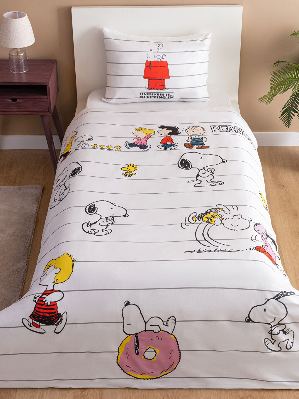 LCW HOME Karışık Baskılı Snoopy Baskılı Pamuklu Tek Kişilik Nevresim Seti - 1