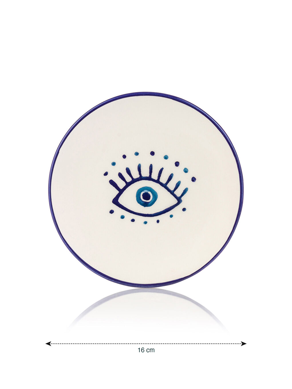 Mavi Göz Desenli Seramik Tatlı Tabağı 4'lü-4
