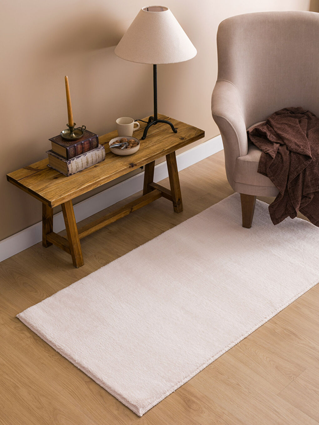 Bej Tüylü Halı 80x150 cm