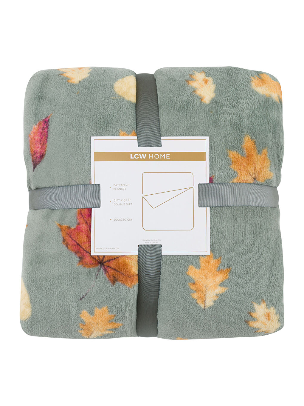 Karışık Yaprak Desenli Çift Kişilik Battaniye 200x220 cm-4