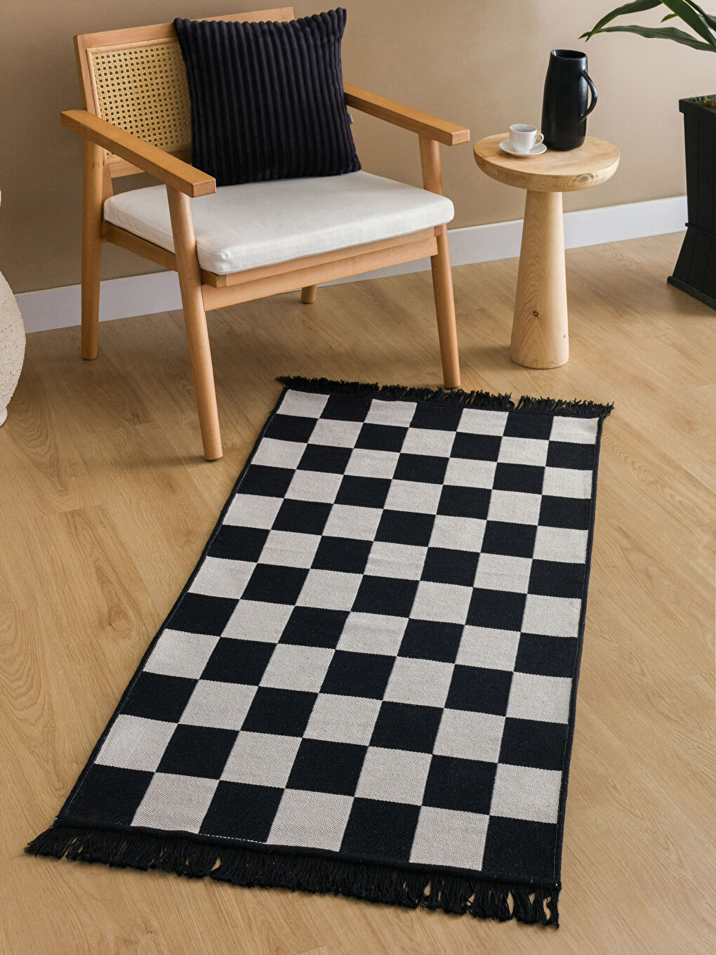 Karışık Saçaklı Desenli Halı 70x140 cm