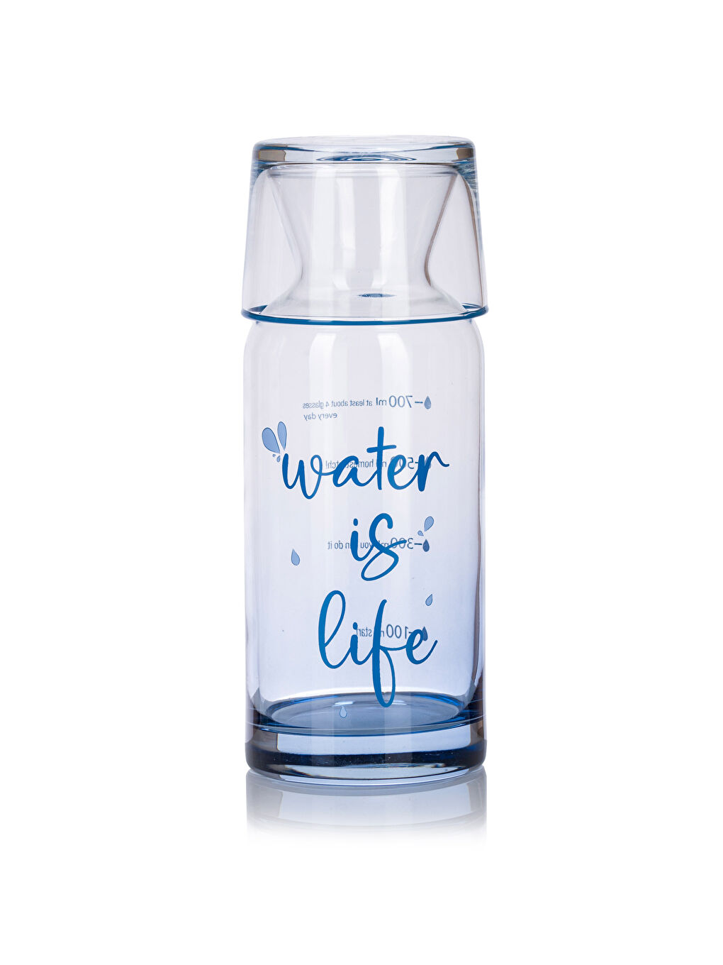 Mavi Bardak Kapaklı Cam Karaf Sürahi 700 ml-6