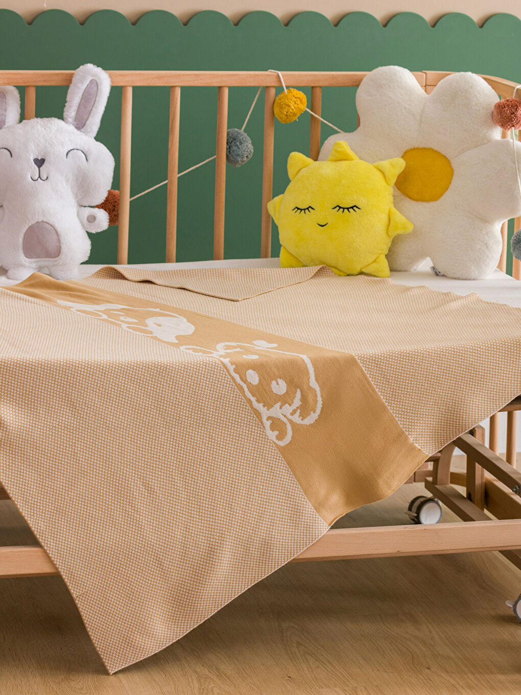 Kahverengi Köpek Baskılı Erkek Bebek Battaniye