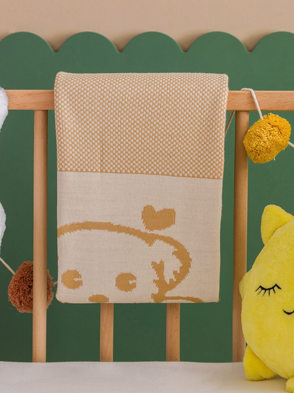 Kahverengi Köpek Baskılı Erkek Bebek Battaniye-1