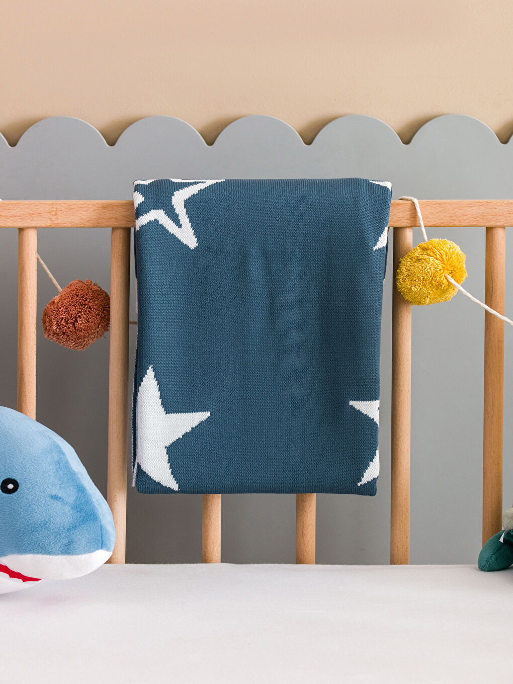 Lacivert Yıldız Baskılı Erkek Bebek Battaniye-1