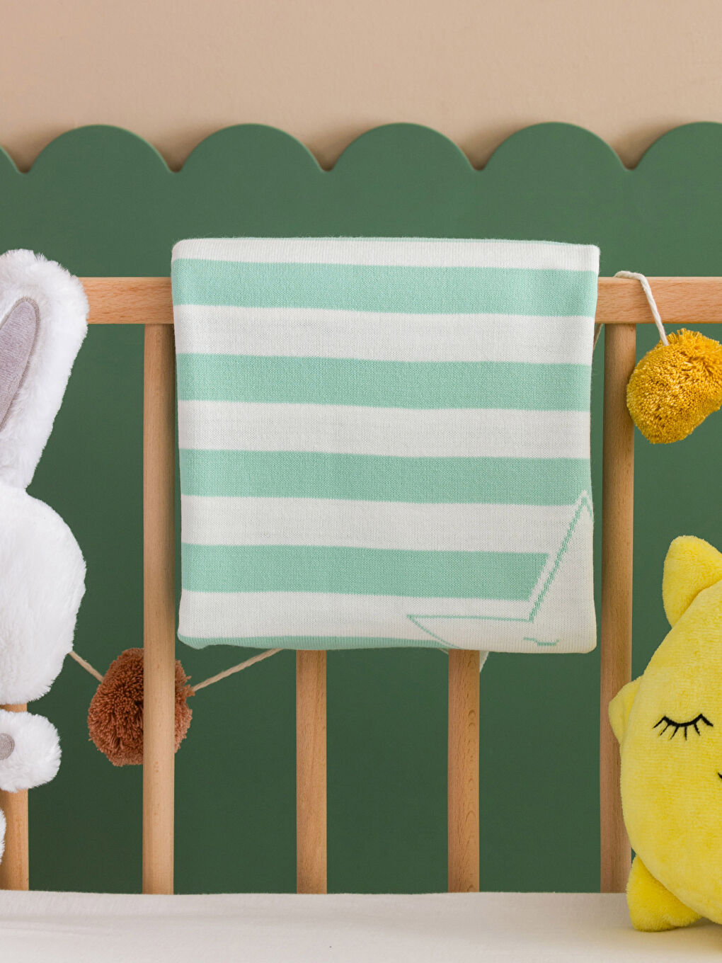 Ekru Yıldız Baskılı Erkek Bebek Battaniye-1