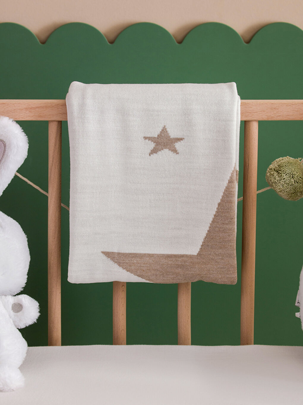 Bej Baskılı Erkek Bebek Battaniyesi-1