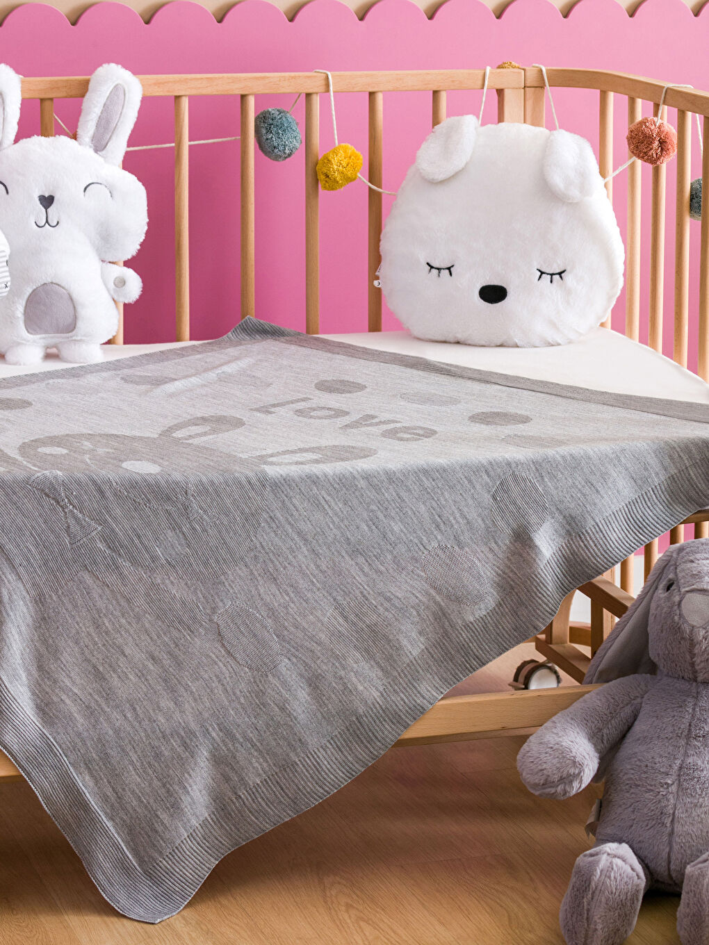 Gri Baskılı Erkek Bebek Battaniyesi