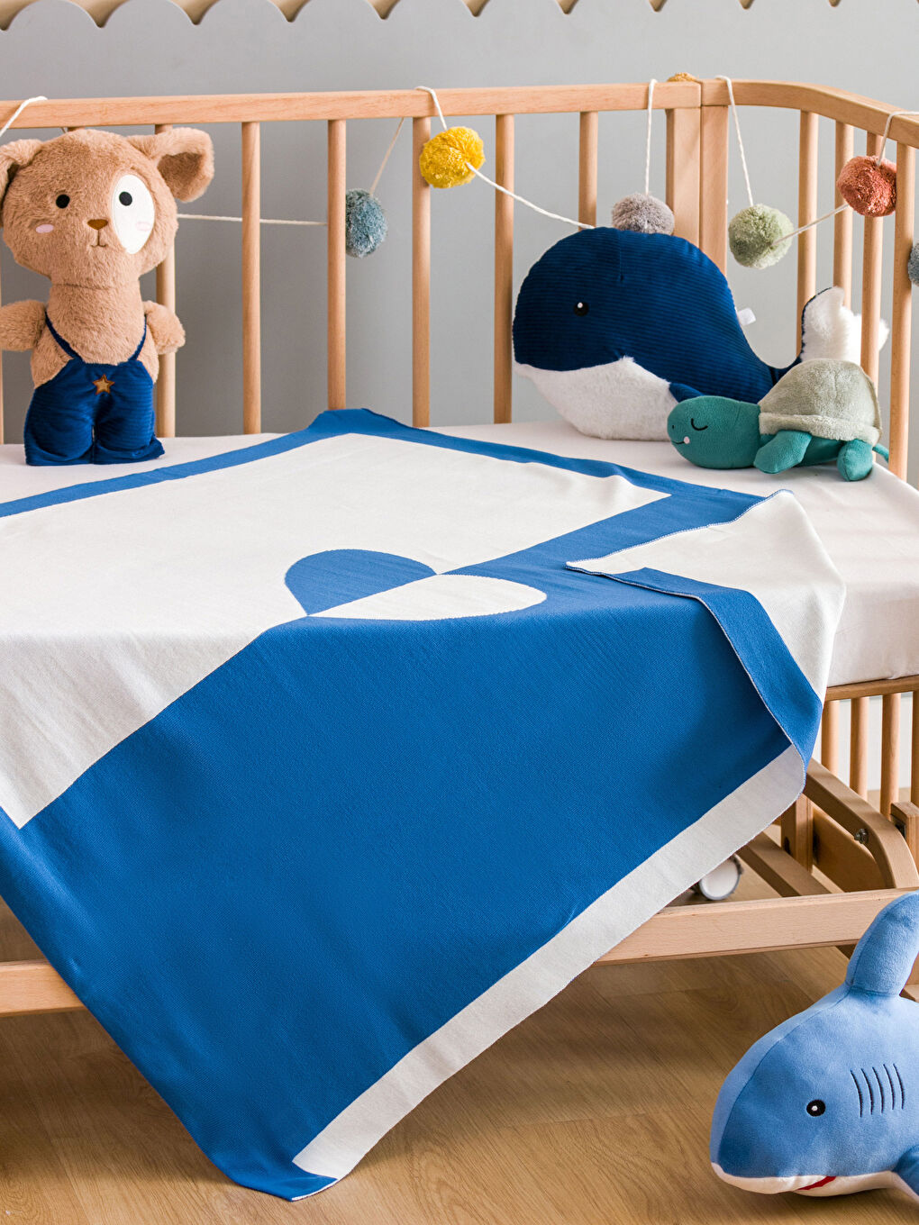 İndigo Kalp Desenli Kız Bebek Battaniye 85x95 cm