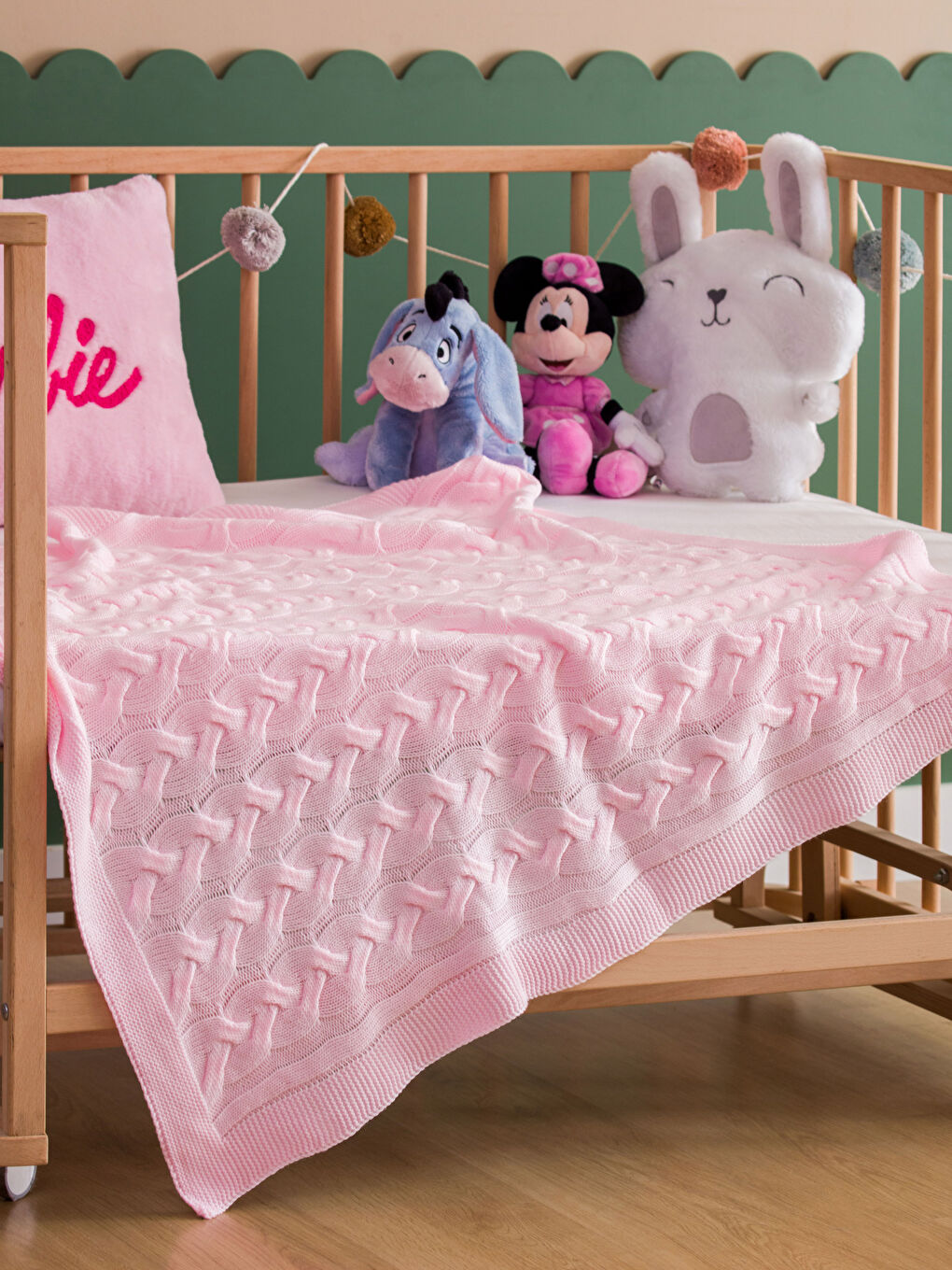 Pembe Desenli Kız Bebek Battaniye 85x95 cm