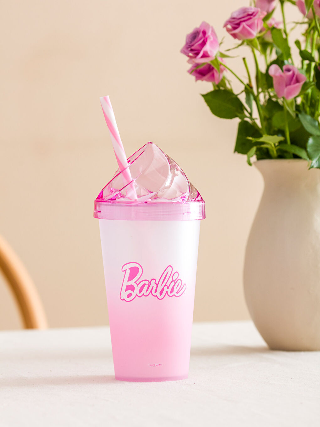 LCW HOME Pembe Barbie Baskılı Kapaklı Bardak 660 ml