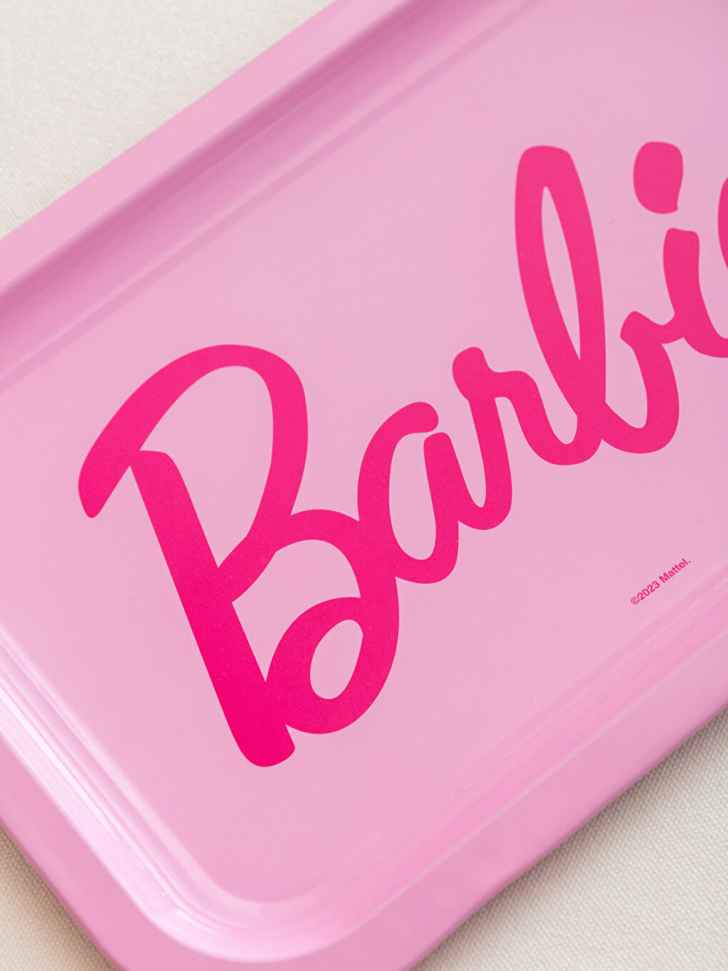 Pembe Barbie Baskılı Metal Tepsi 25x35 cm-2