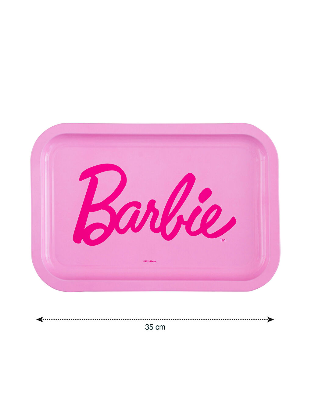 Pembe Barbie Baskılı Metal Tepsi 25x35 cm-3