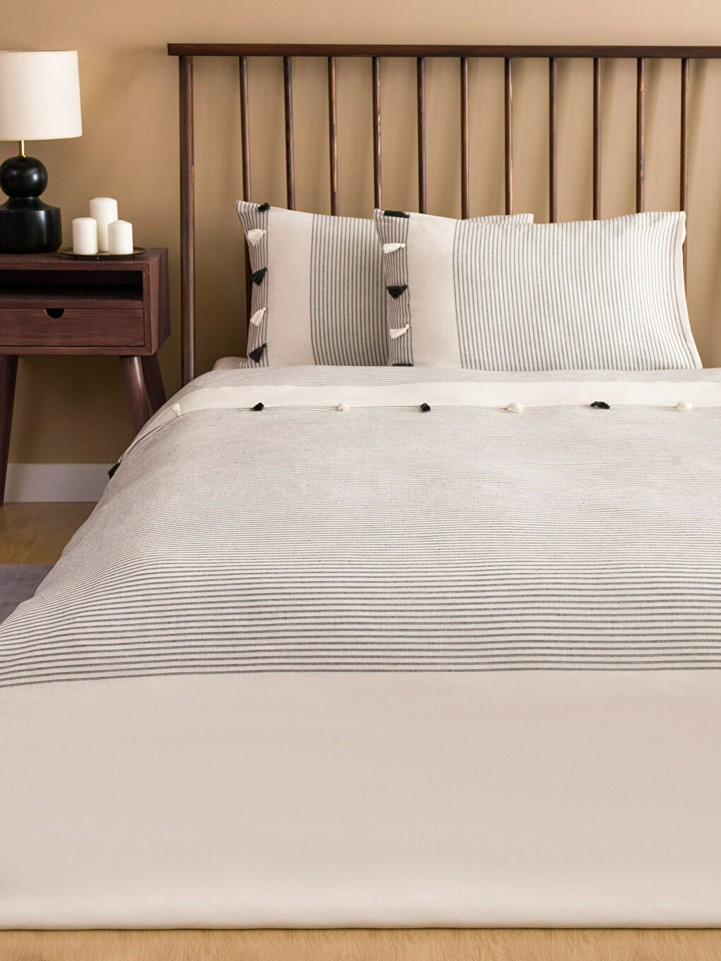 Lacivert Çizgili Çift Kişilik Nevresim Seti