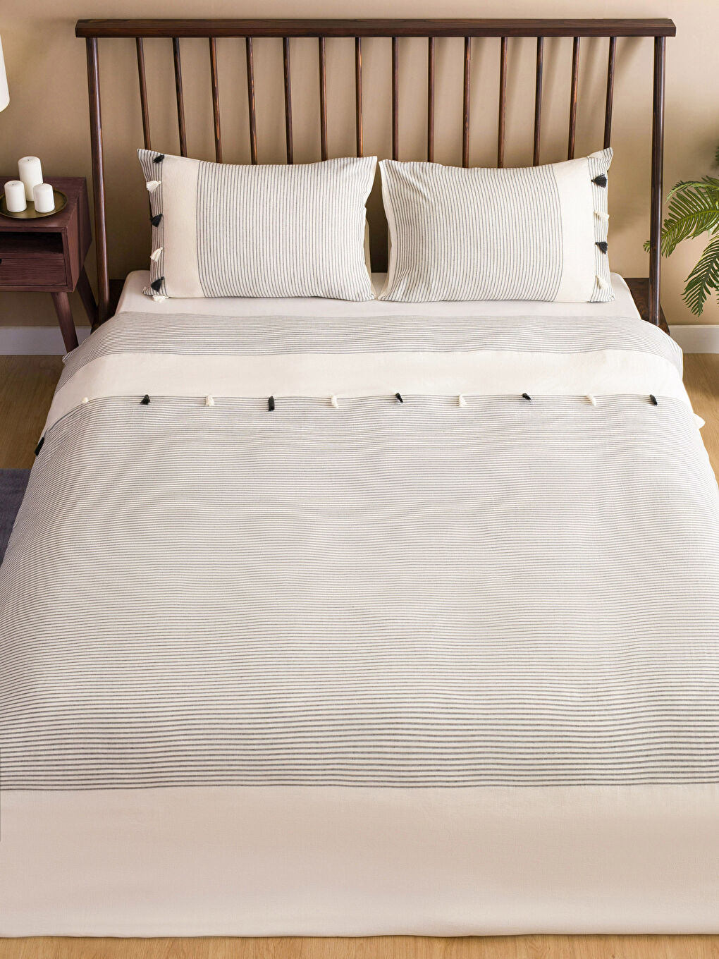 Lacivert Çizgili Çift Kişilik Nevresim Seti-1