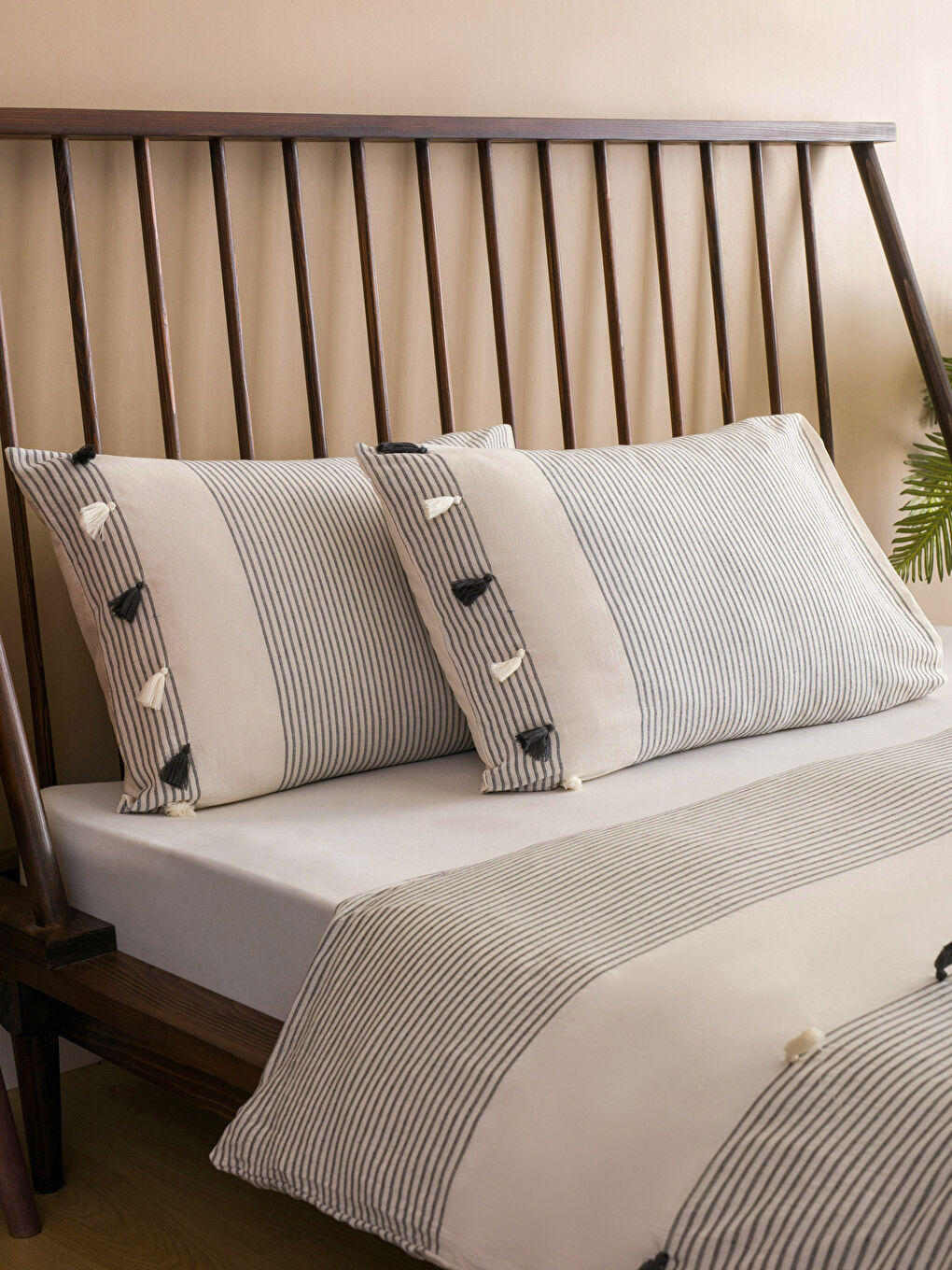 Lacivert Çizgili Çift Kişilik Nevresim Seti-2