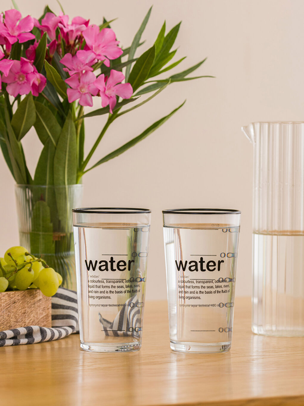 Siyah Yazı Baskılı Bardak Seti 2'li 570 ml