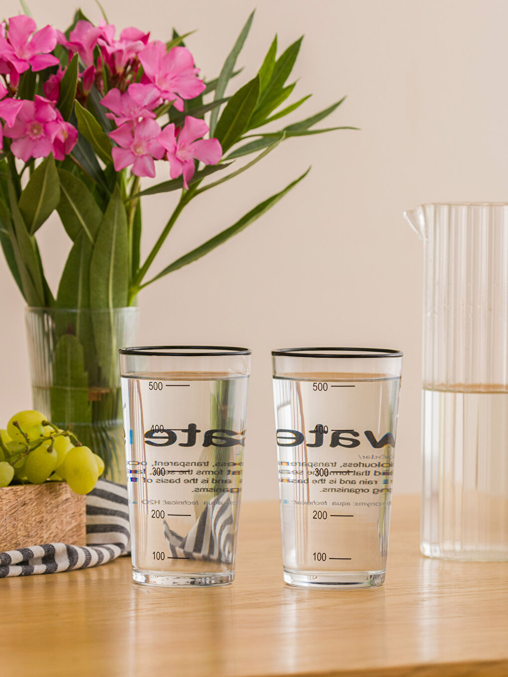 Siyah Yazı Baskılı Bardak Seti 2'li 570 ml-1