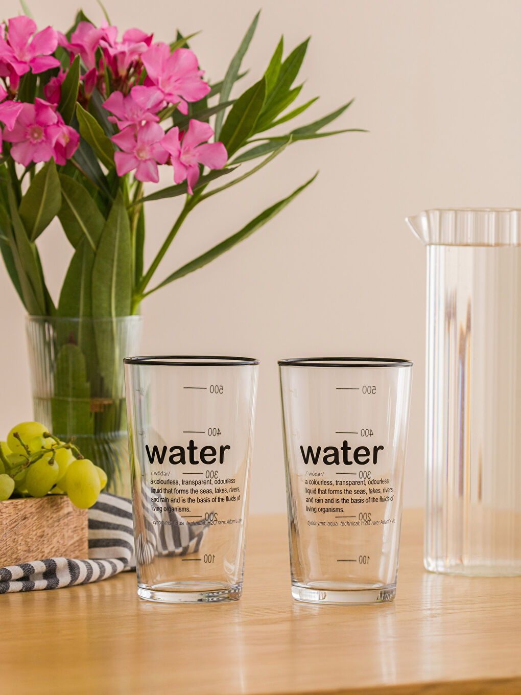 Siyah Yazı Baskılı Bardak Seti 2'li 570 ml-2