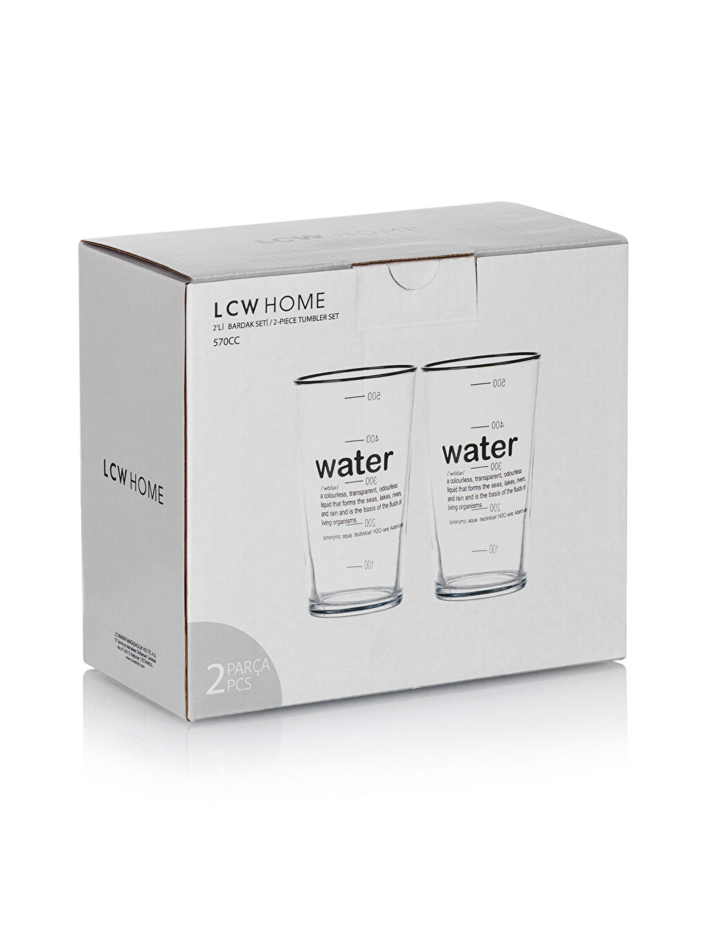 Siyah Yazı Baskılı Bardak Seti 2'li 570 ml-4