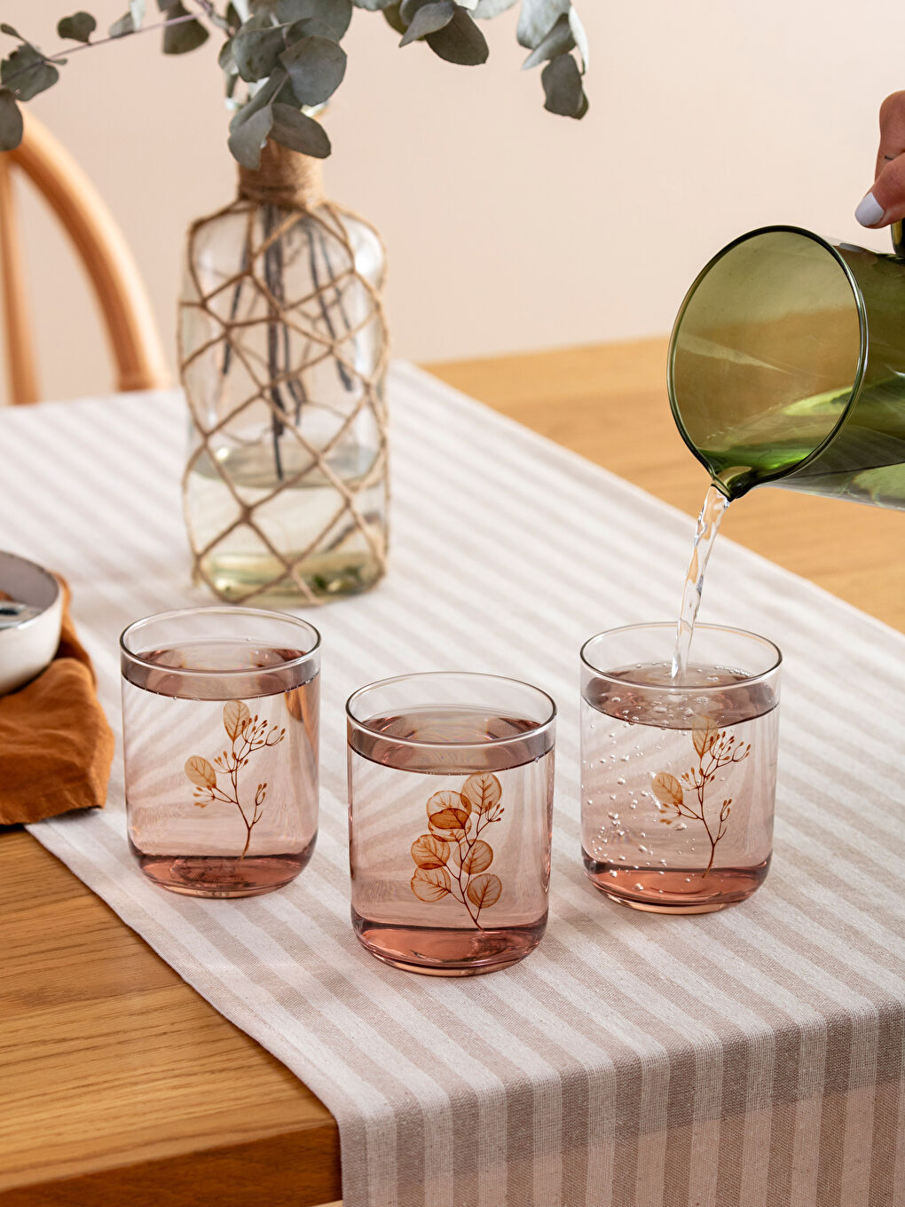 LCW HOME Kahverengi Baskılı Cam Bardak Seti 3'lü 350 ml