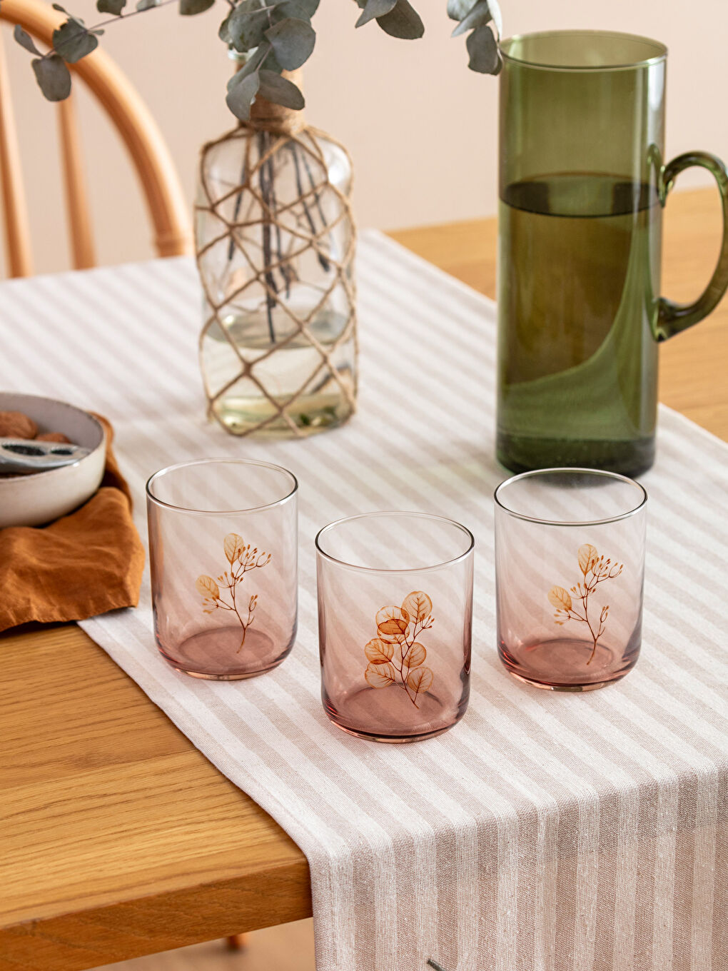 LCW HOME Kahverengi Baskılı Cam Bardak Seti 3'lü 350 ml - 2