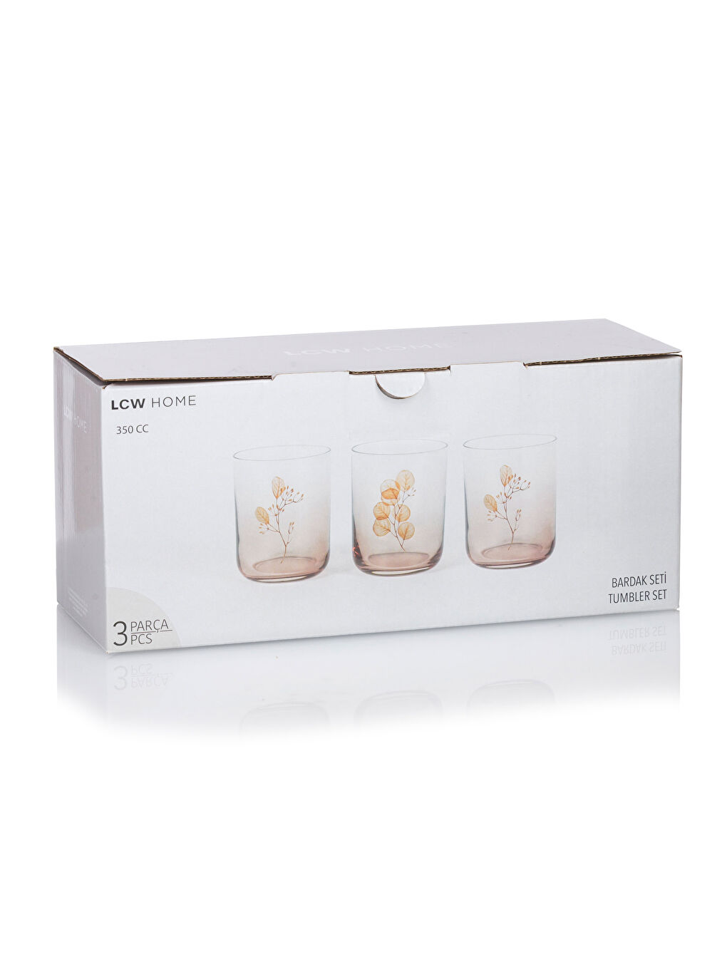 LCW HOME Kahverengi Baskılı Cam Bardak Seti 3'lü 350 ml - 4