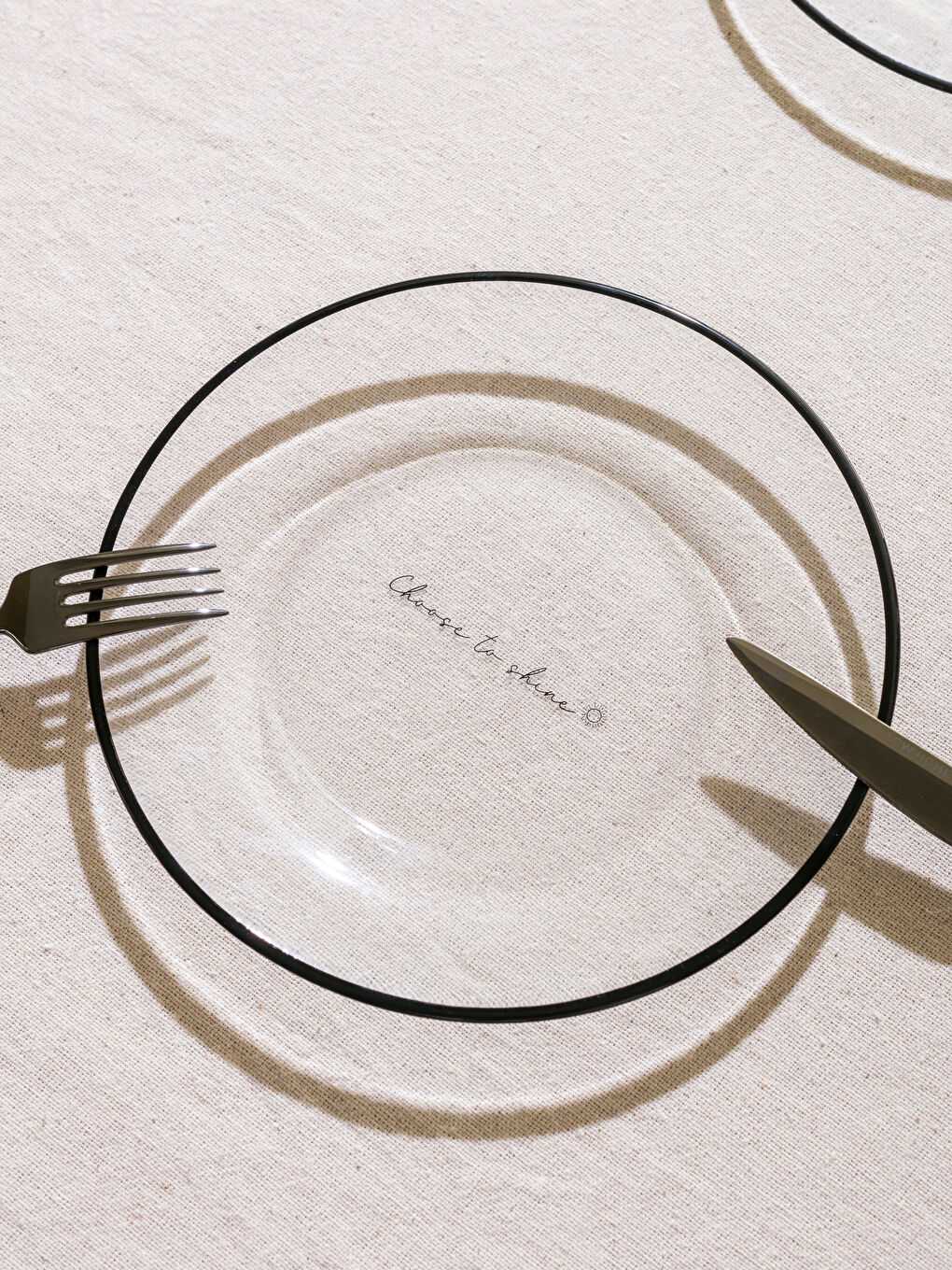 Siyah Yazı Baskılı Cam Tabak 4'lü 20 cm-2