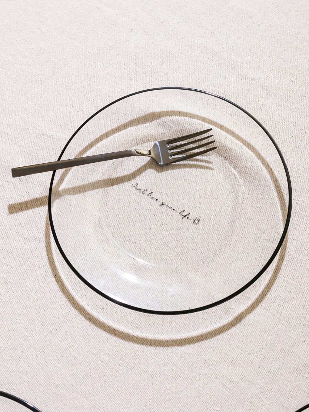 Siyah Yazı Baskılı Cam Tabak 4'lü 20 cm-4