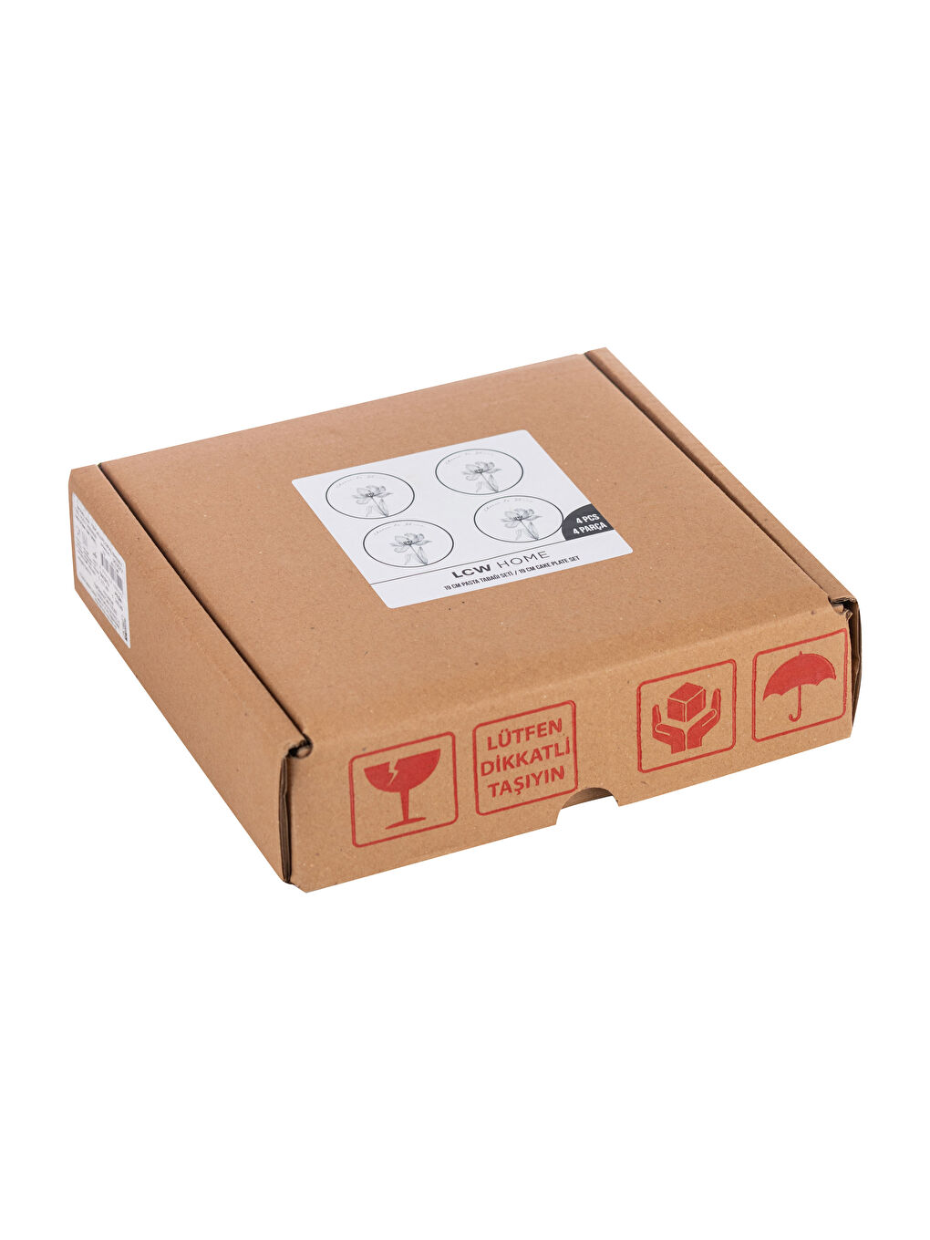 Комплект от 4 чинии за торта с цветен мотив-3