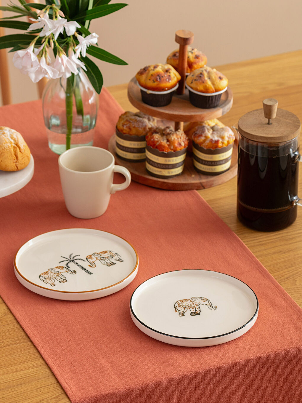 Set Farfurii pentru Tort din Ceramică Imprimată, Pachet de 4-1