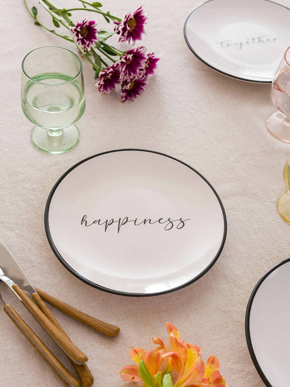 Lcw Home Assiette à gâteau en céramique imprimée texte 6 pièces -W3ES62Z8-LQJ