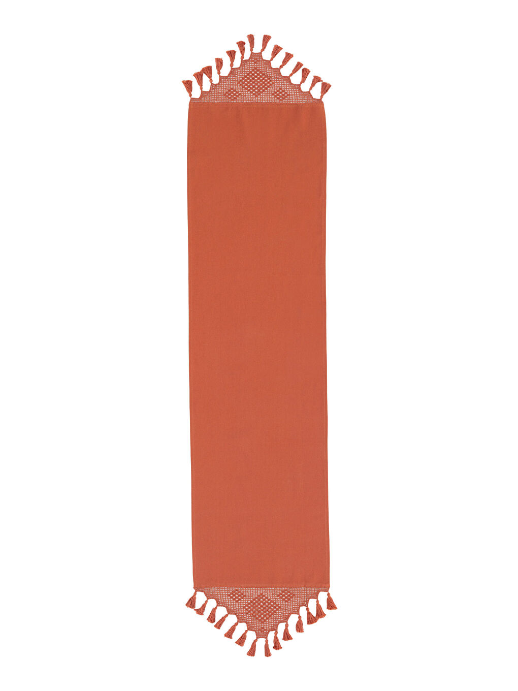 Kırmızı Dantel Detaylı Püsküllü Runner 45x150 cm-4