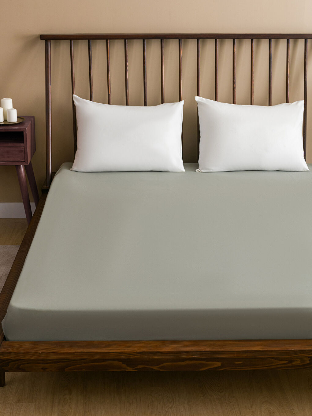 Yeşil Çift Kişilik Lastikli Battal Boy Dokuma Çarşaf 180x200x30