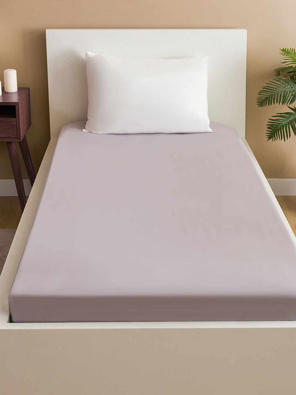 Plain Cotton Elastic Single Bed Sheet 100x200x30 Cm